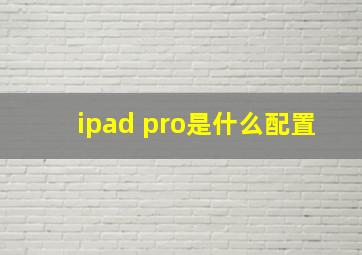 ipad pro是什么配置